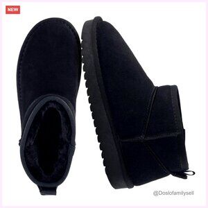 Genuine Suede Ankle Boots with Faux Fur Lining and Memory Foam